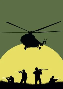 Soldiers on the performance of the combat mission. Stock Illustration