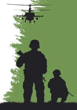 Soldiers on the performance of the combat mission. Stock Illustration