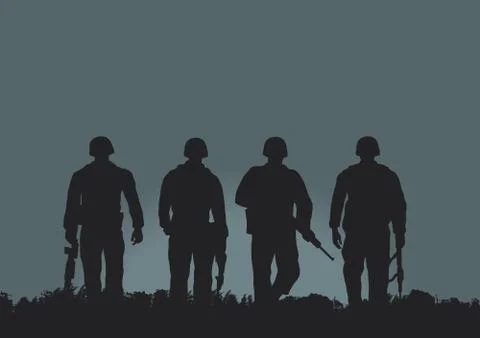 Soldiers on the performance of the combat mission. Stock Illustration
