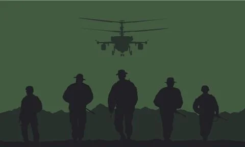 Soldiers on the performance of the combat mission. Stock Illustration