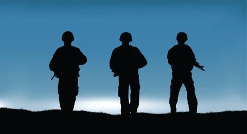 Soldiers on the performance of the combat mission. Stock Illustration