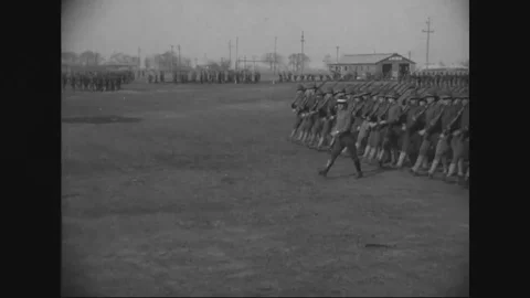 Soldiers performs parade on ground - 1917-1918 Vídeos de archivo 83702796