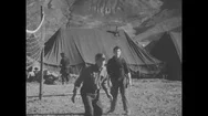 Soldiers Play Volley Ball On Ground Of Military Camp - 1950 Stock Footage