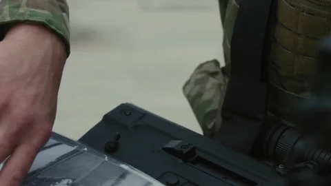 Soldiers point at map closeup Stock Footage 275094616