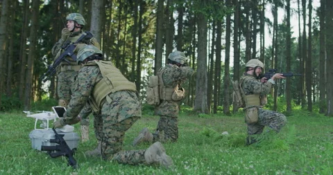 Soldiers Prepare for Deployment of drone and preparing for military action Stock Footage 151545852