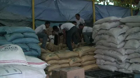 Soldiers Prepare Food Aid After Disaster In Philippines Stock Footage