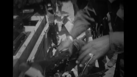 Soldiers putting the rifles in the box Stock Footage 36299073