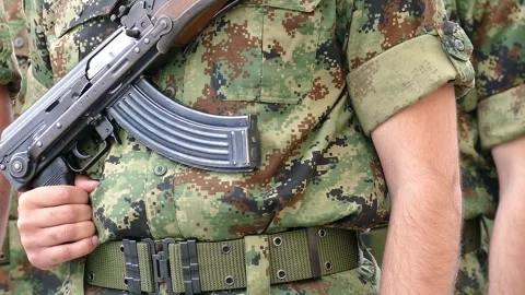 Soldiers with a rifle Video stock 320868007