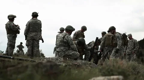 Soldiers setting up on mortar range for training and practice. Stock Footage 52702959
