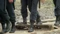 Soldiers shoes slow-motion, military officers uniform concept HD Footage