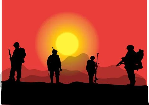 Soldiers silhouette vector Stock Illustration