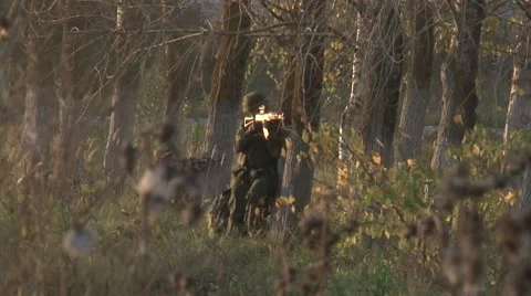 Soldiers. Special forces took up position. Aiming. Stock Footage 55334357