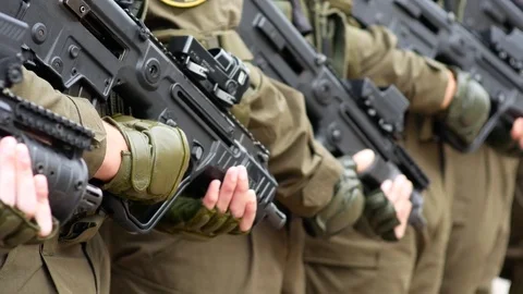 Soldiers of special forces with weapon Stock Footage 79341585