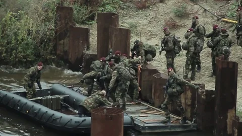 Soldiers speedboat 2 Stock Footage 82647477