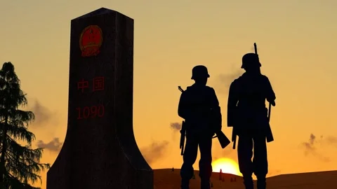 Soldiers standing guard in the wild Stock Footage 311985376