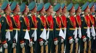 Soldiers Stay In Row And Rises Rifles On Wreath Laying Ceremony Stock Footage