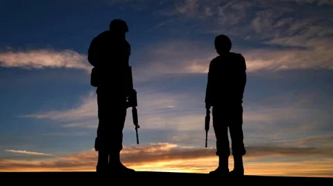 Soldiers at Sunset 스톡 동영상 35769369