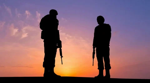 Soldiers at Sunset Vídeos de archivo 35769628