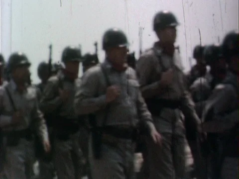 Soldiers Walking Down Army Base Road Stock Footage 78932904