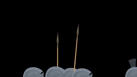 Soldiers Walking with Spears after Commander Stock Footage 93624450