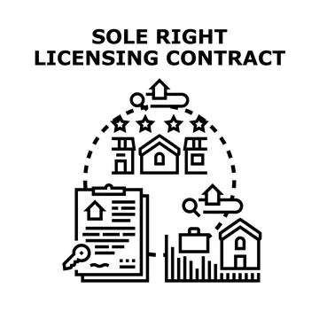 Sole right licensing contract concept for real estate Stock Illustration