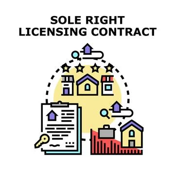 Sole right licensing contract concept for real estate Stock Illustration