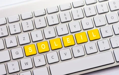 SOLEIL writing on white keyboard Stock Photos