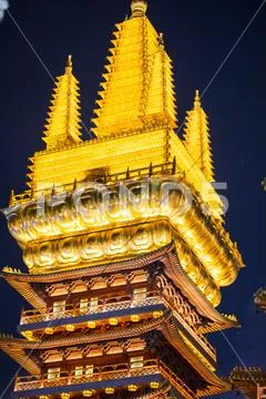 Solemn, Buddhist temple, Jing'an Temple, Shanghai, tourist attractions, Stock Photos