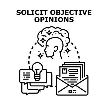 Solicit objective opinions feedback concept Stock Illustration