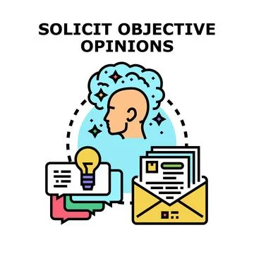 Solicit objective opinions feedback concept Stock Illustration