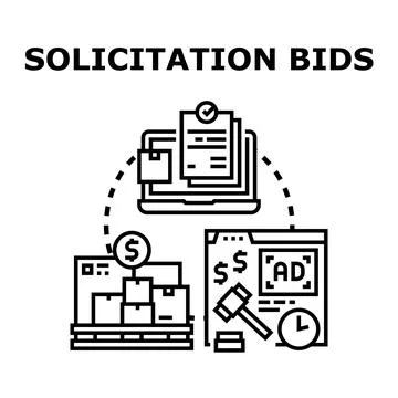 Solicitation bids process for business procurement and tenders Illustrazione stock