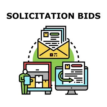 Solicitation bids process for procurement and contract 스톡 일러스트