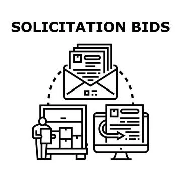 Solicitation bids process for procurement and contract Stock-Illustration