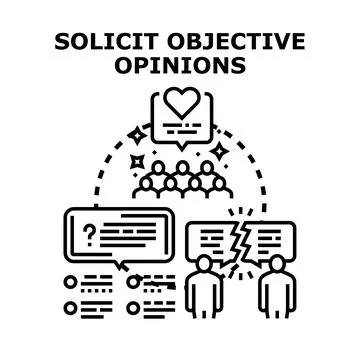 Soliciting objective opinions for feedback and decision making Stock Illustration