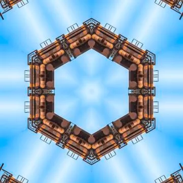Solid abstract metal shape made from reflections 스톡 사진