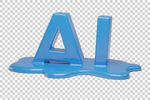 Solid AI text melting isolated on white background. Artificial intelligence.. Stock Photos