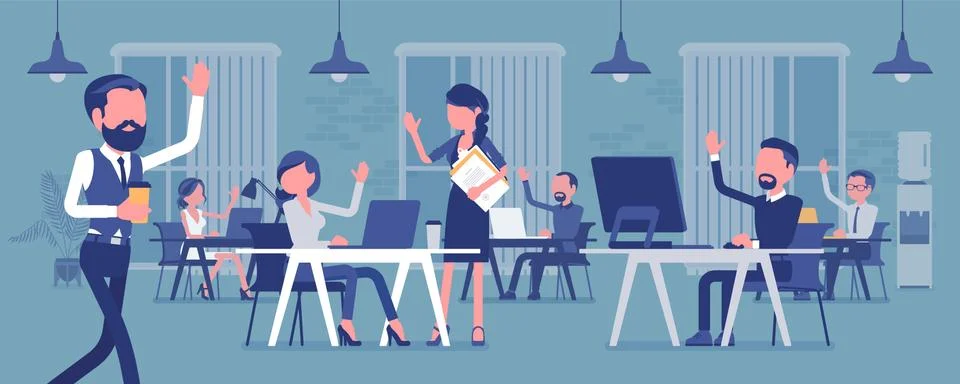 Solid and high performing team in office Illustrazione stock