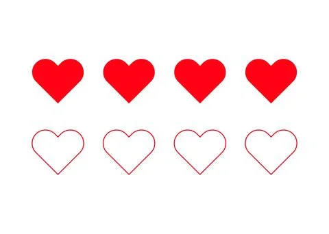 Solid and Outline Red Hearts Stock Illustration