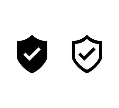 Solid and Outline Shield Check Icons Stock Illustration