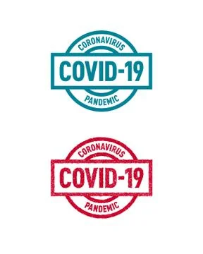Solid and Stamp Covid-19 Badges Illustrazione stock