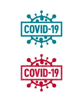 Solid and Stamp Covid-19 Badges with Coronavirus Icons Illustrazione stock