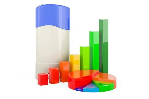 Solid Anti-Perspirant Deodorant, Deodorant Stick with growth bar graph and .. Stock Illustration