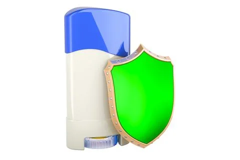 Solid Anti-Perspirant Deodorant, Deodorant Stick with shield, 3D rendering Stock Illustration