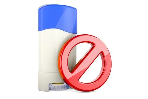 Solid antiperspirant deodorant with forbidden symbol. 3D rendering Stock Illustration