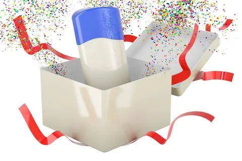 Solid antiperspirant deodorant inside gift box, 3D rendering 스톡 일러스트