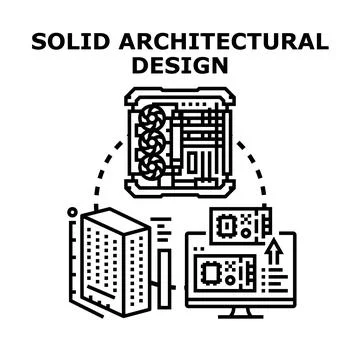 Solid architectural design concept using computer technology 스톡 일러스트
