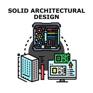 Solid architectural design concept using computer technology Illustrazione stock