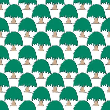 Solid background with trees cartoon style Illustrazione stock