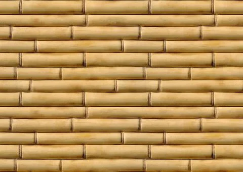 Solid bamboo fence with horizontal stripes for design and decoration Stock Photos