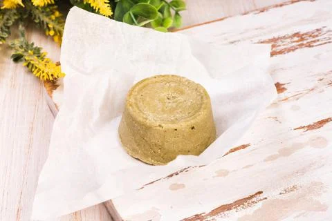 Solid bars of organic shampoo, conditioner and body cream Stock Photos